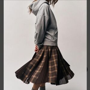Plaid Brown Pleated Skirt
